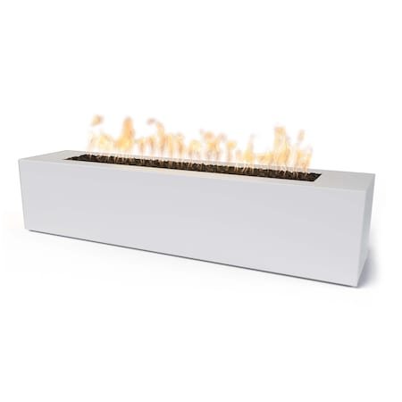 The Outdoor Plus 72 Rectangular Carmen Fire Pit, Powder Coated Metal, White, Spark Ignition w/Flame Sense, Liq. Propane OPT-CRMPC7216FSEN-WHT-LP